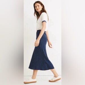 Madewell navy polka dot midi slip skirt 2